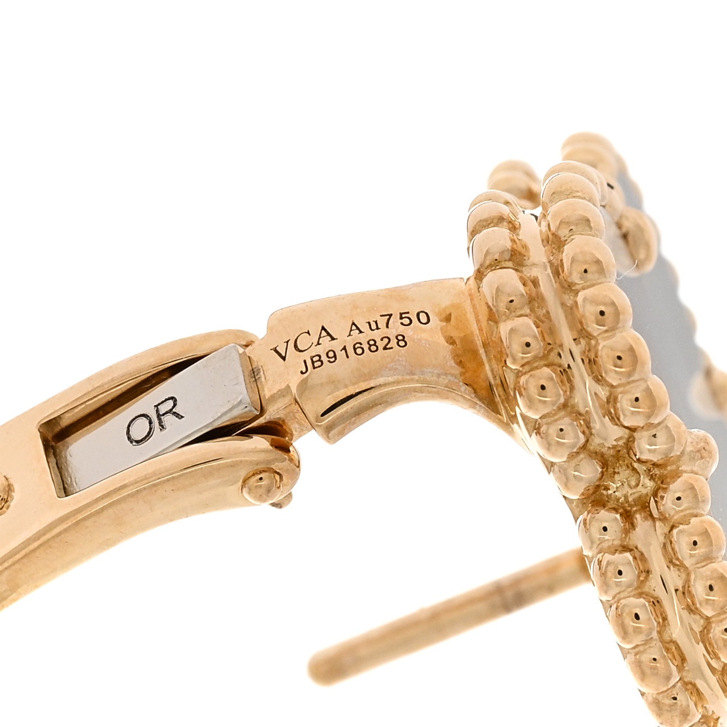 18K Yellow Gold Mother of Pearl Vintage Alhambra Earrings