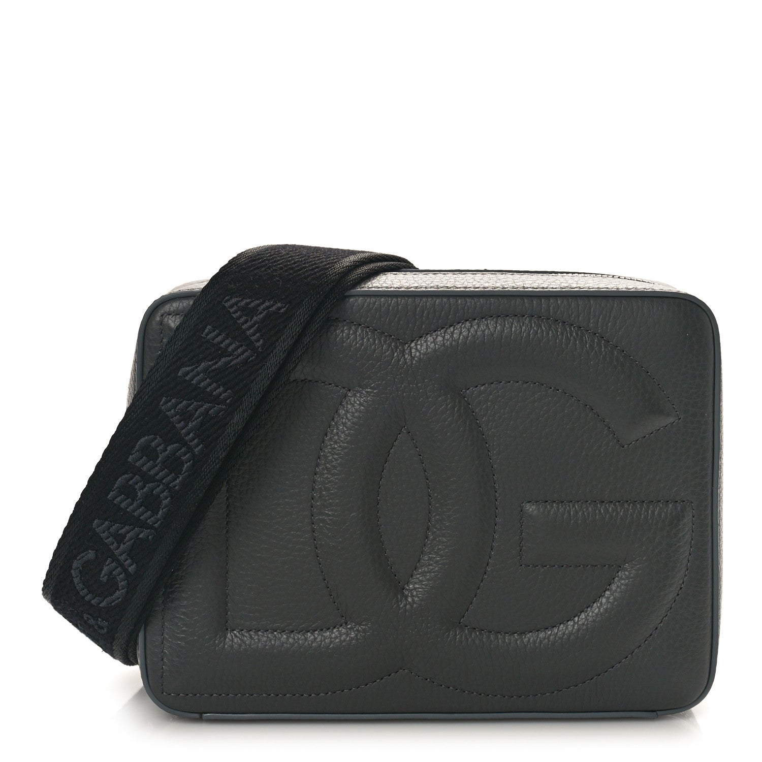Dolce & Gabbana Deerskin Medium DG Logo Camera Crossbody Bag Grey 1 of 8