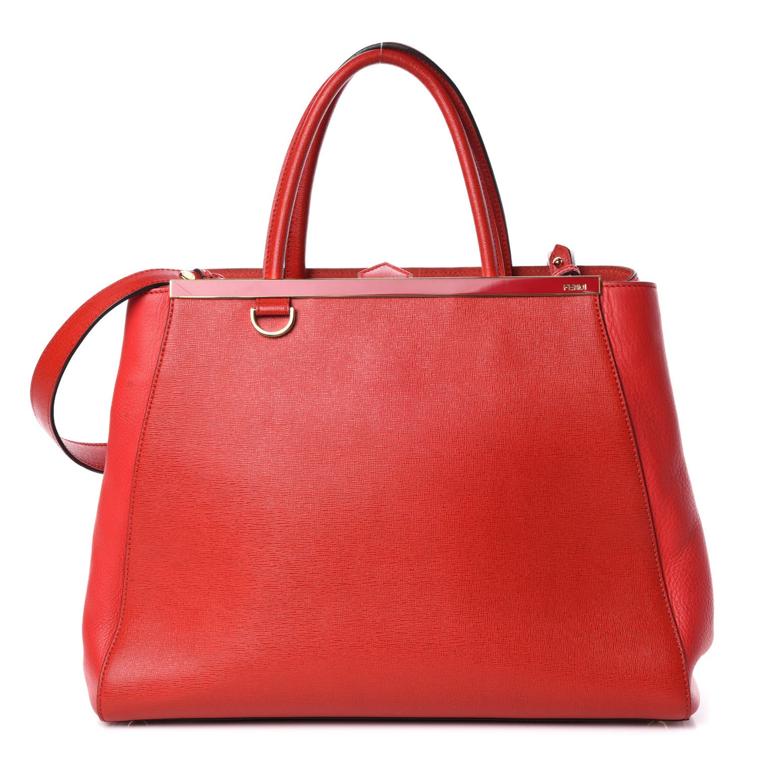 Fendi Vitello Elite Flamingo Regular 2Jours Tote Rosso Fiamma 1 of 13