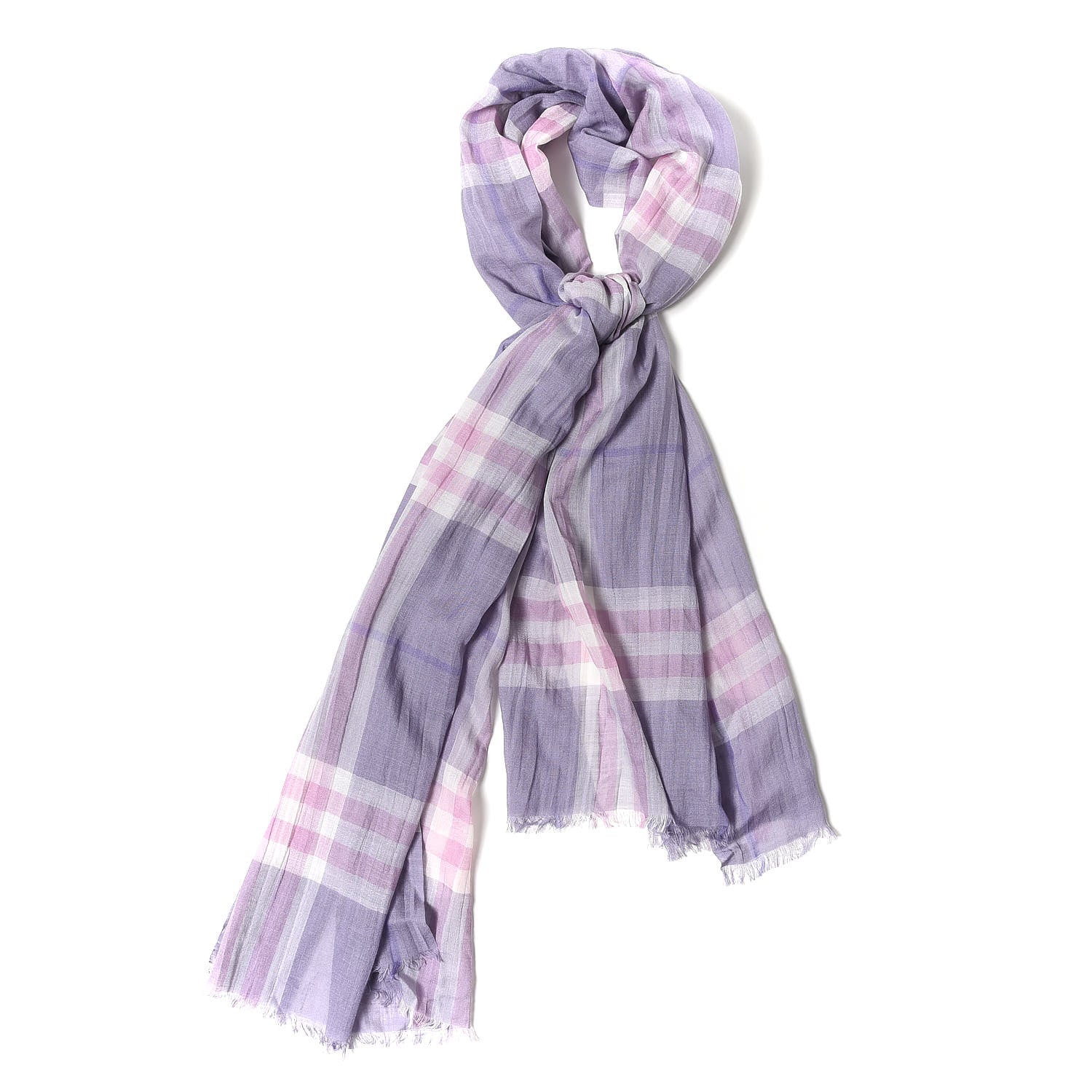 Burberry Wool Silk Gauze Giant Check Lightweight Scarf Pale Orchid 1 of 4