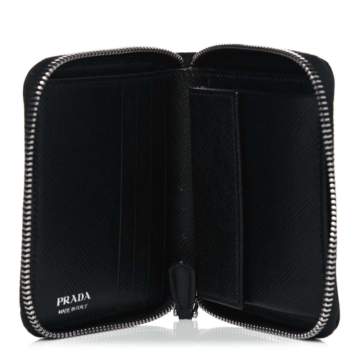 Tessuto Nylon Compact Zip Around Wallet Black