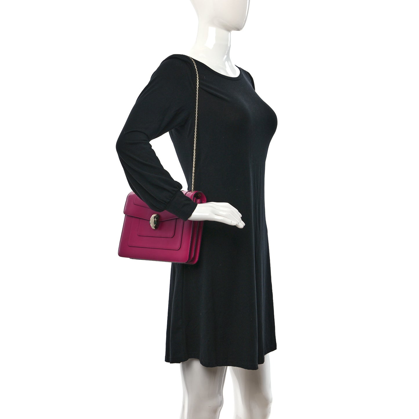 Calfskin Serpenti Forever Snake Strap Crossbody Bag Pink