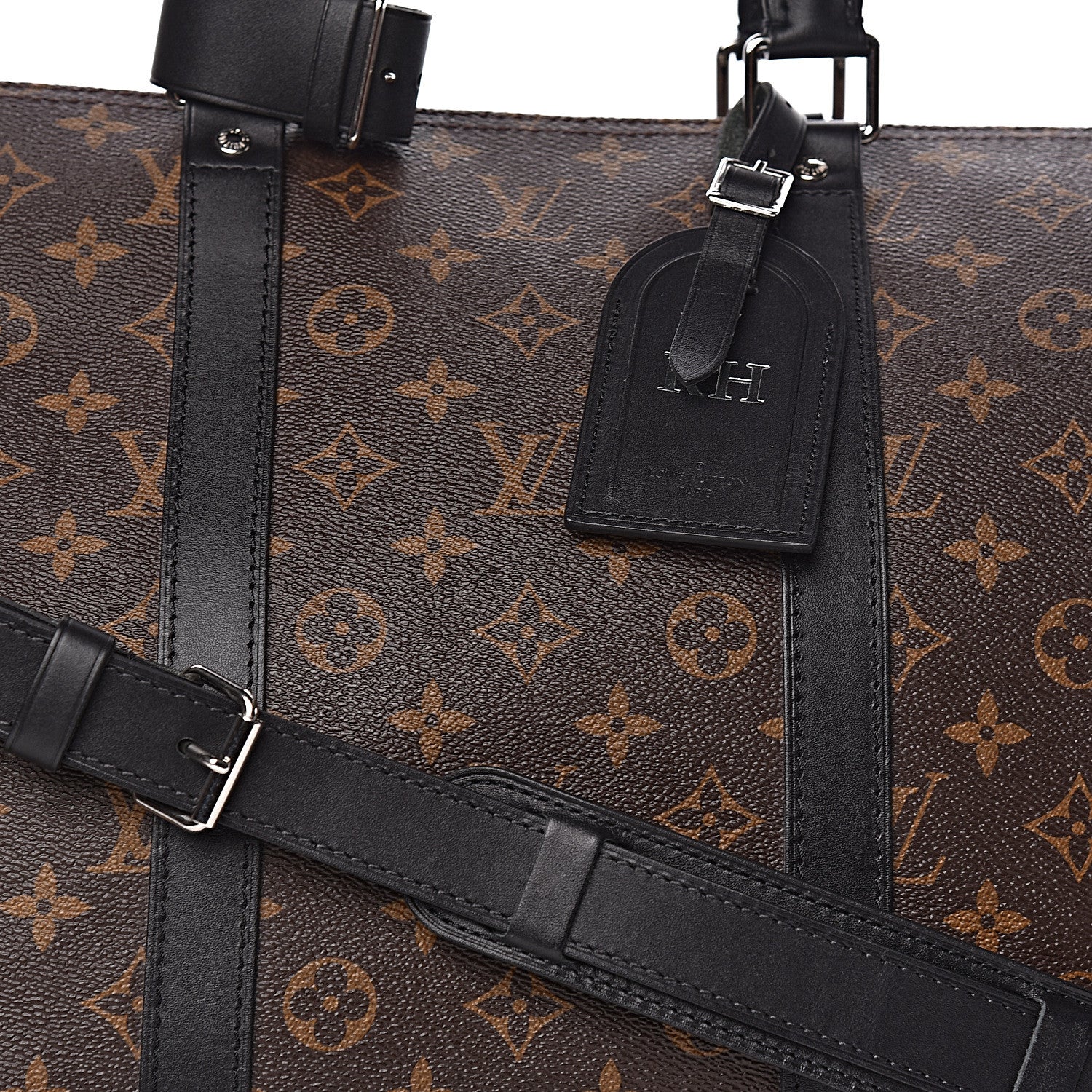 Louis Vuitton Monogram Macassar Keepall Bandouliere 55 9 of 12