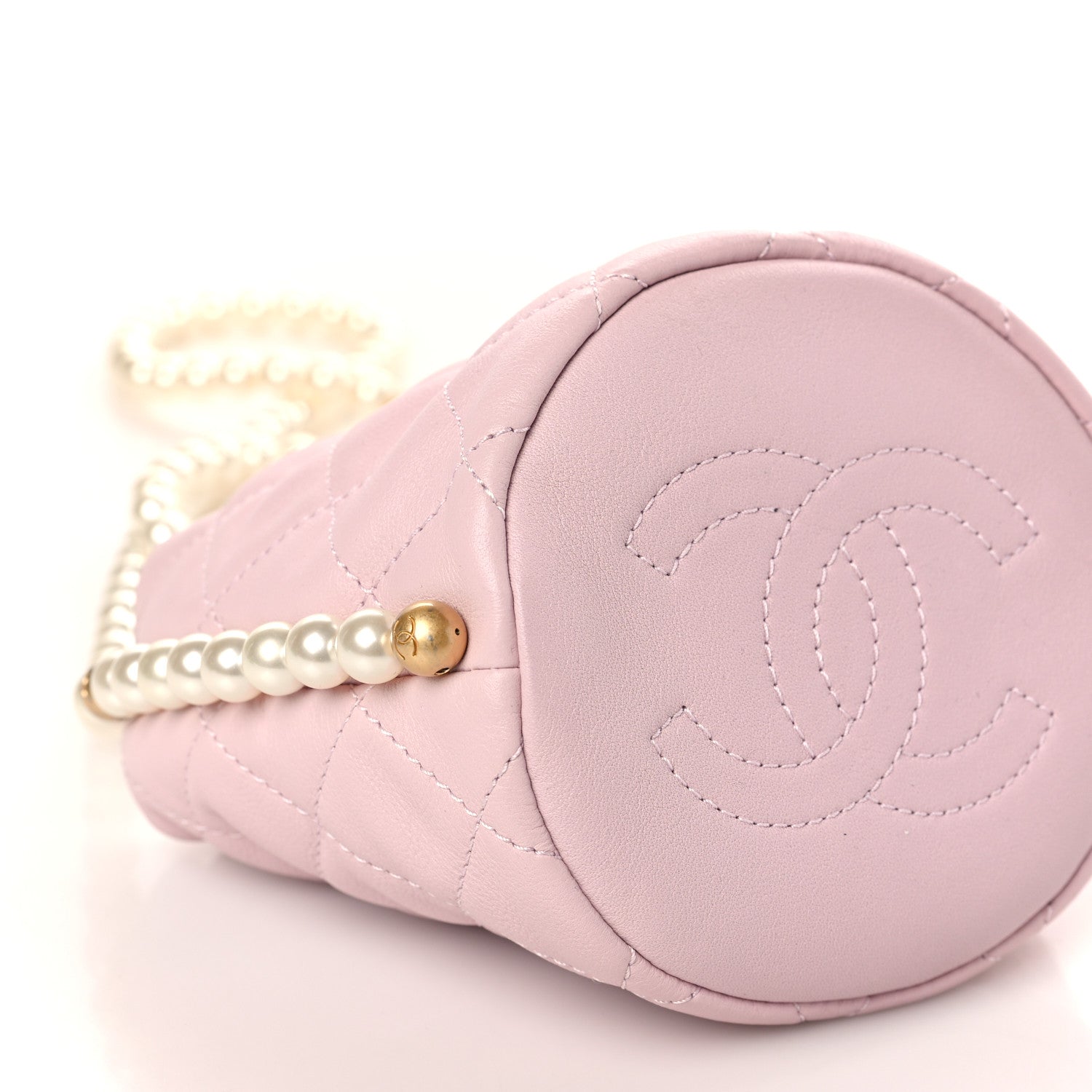 Chanel Calfskin Quilted Pearl Mini About Pearls Drawstring Bucket Light Pink 8 of 9