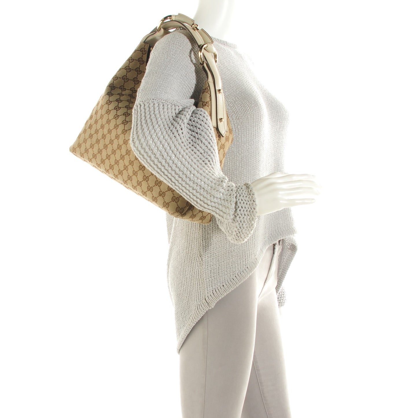 Monogram Medium Horsebit Chain Hobo Off White