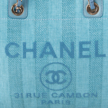 Chanel Mixed Fibers Striped Small Deauville Tote Blue 7 of 9