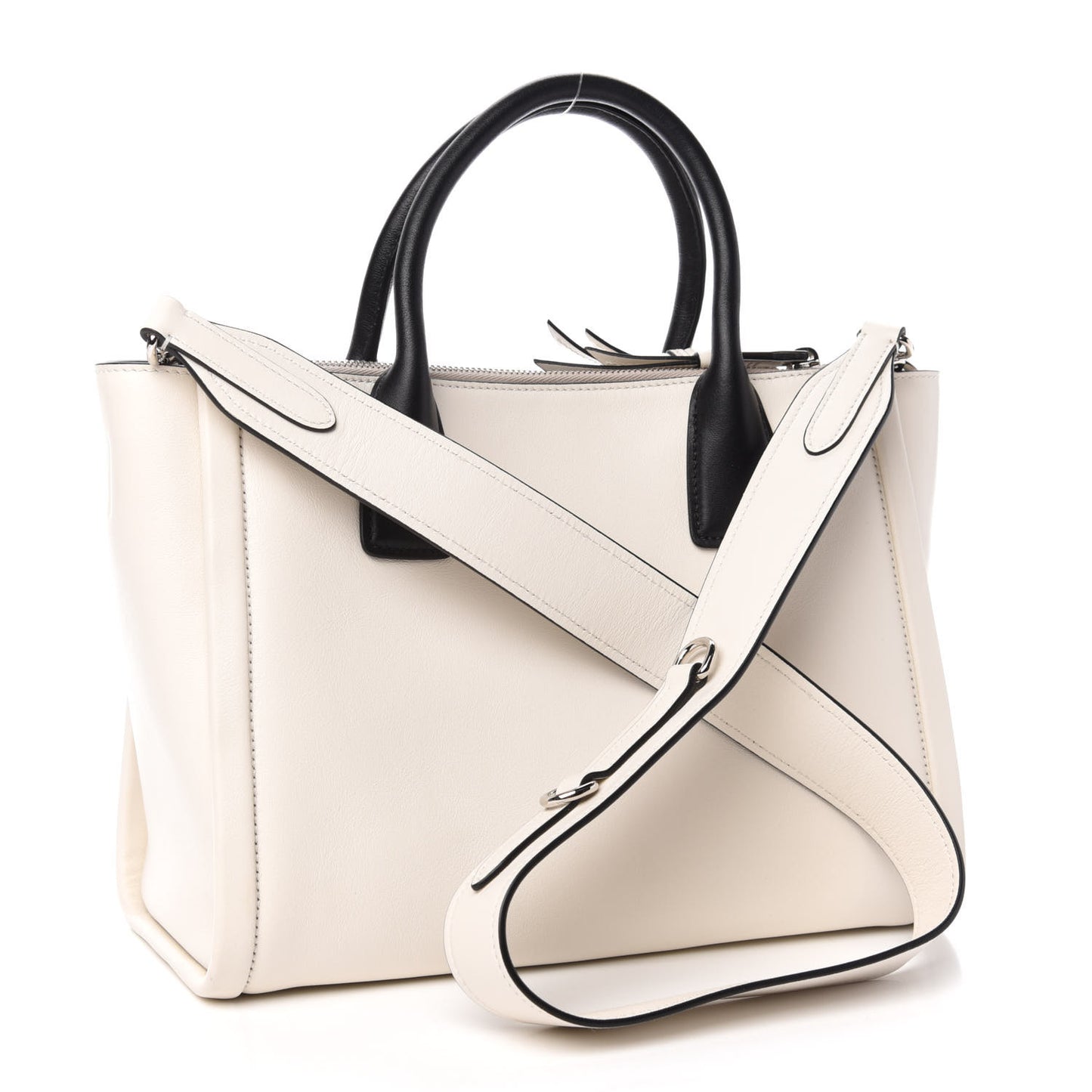 Calfskin Studded Concept Top Handle Bag White