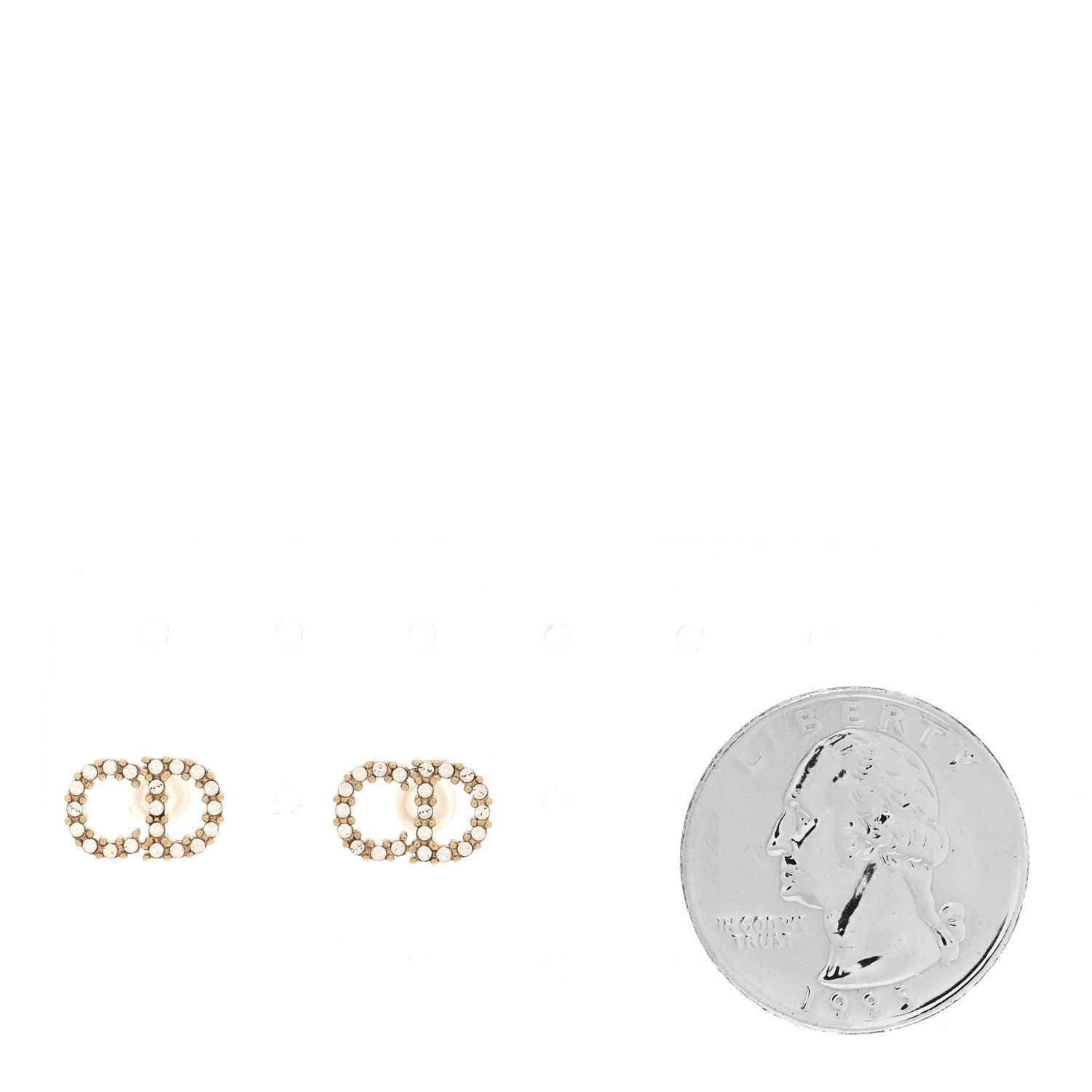 Christian Dior Strass Crystal CD Earrings Gold 2 of 4