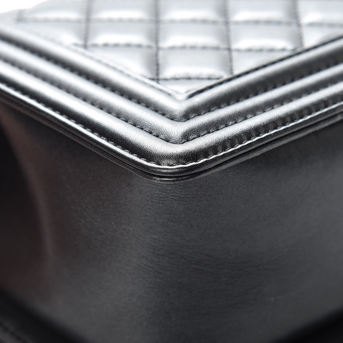 Metallic Calfskin Quilted Medium Boy Flap Black