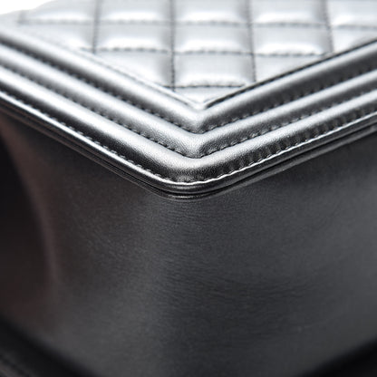Chanel Metallic Calfskin Quilted Medium Boy Flap Black 13 of 15