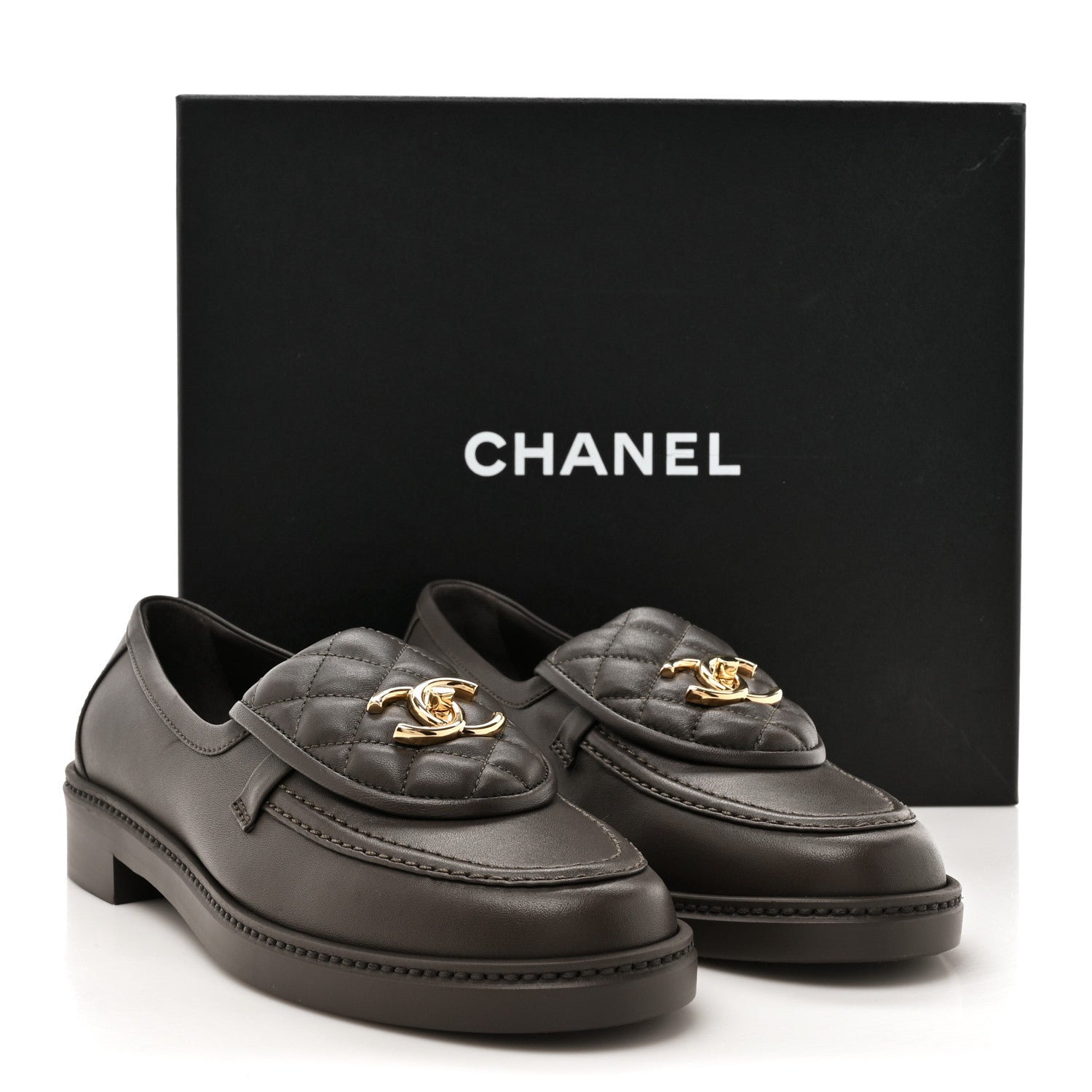 Chanel Lambskin Quilted CC Turnlock Loafers 38.5 Brown 9 of 9