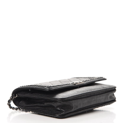 Chanel Calfskin Quilted Chain Around Boy Wallet On Chain WOC Black 4 of 10