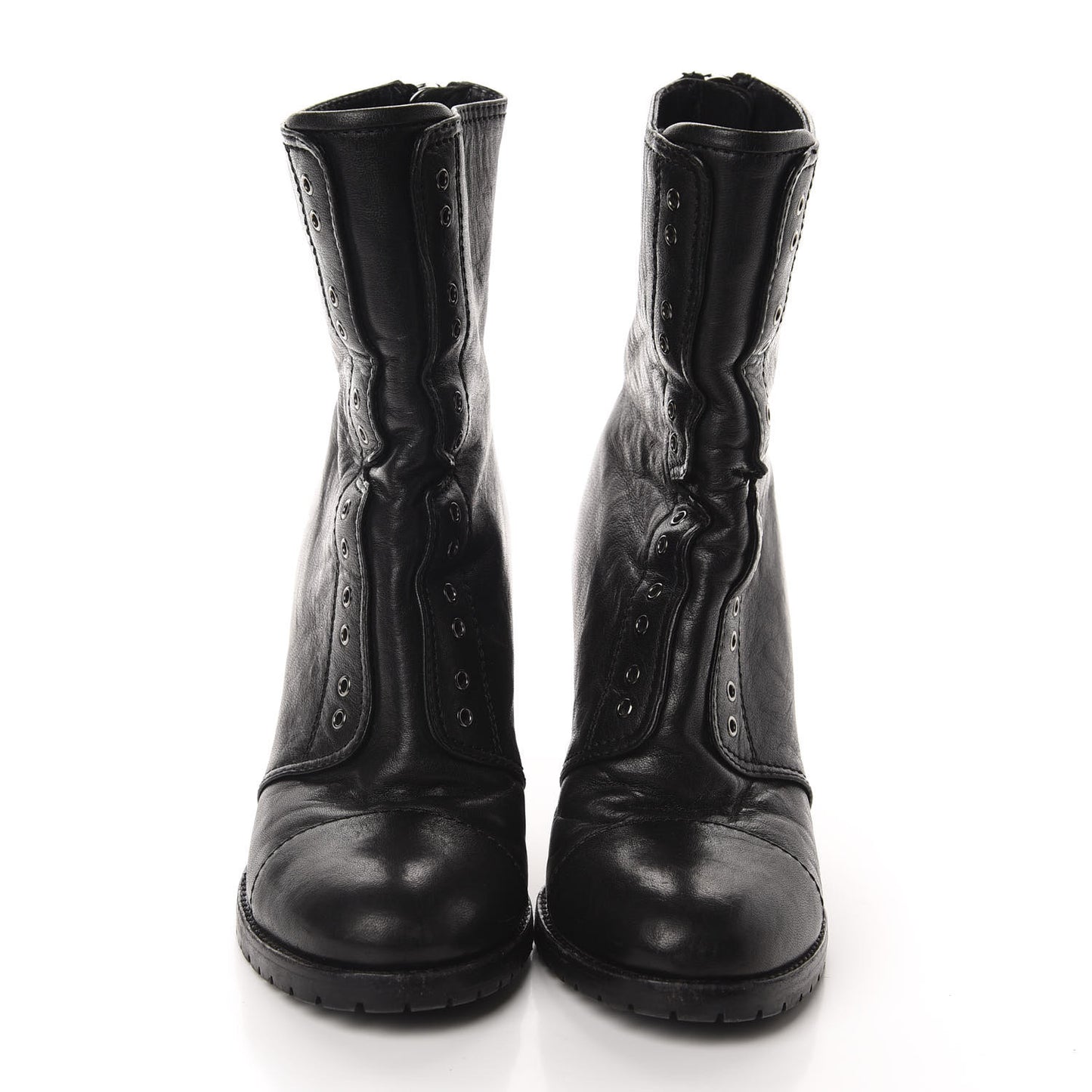 Lambskin Lace Up Combat Boots 36.5 Black