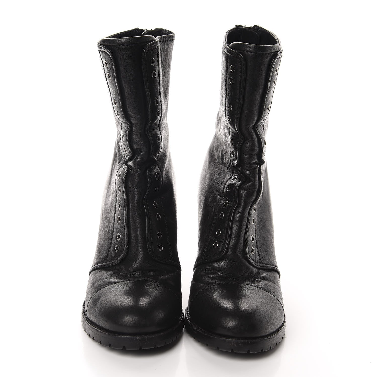 Jimmy Choo Lambskin Lace Up Combat Boots 36.5 Black 2 of 8