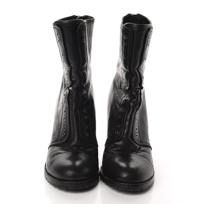 Jimmy Choo Lambskin Lace Up Combat Boots 36.5 Black 2 of 8