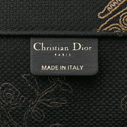 Christian Dior Canvas Embroidered Large Ornamental Cornely Book Tote Black Beige 5 of 9