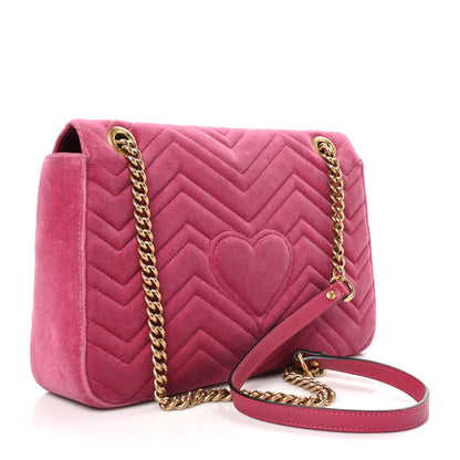 Gucci Velvet Matelasse Medium GG Marmont Shoulder Bag Light Raspberry Rose 2 of 9