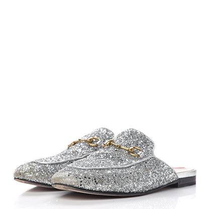 Gucci Glitter Womens Princetown Slippers 39 Silver 3 of 15