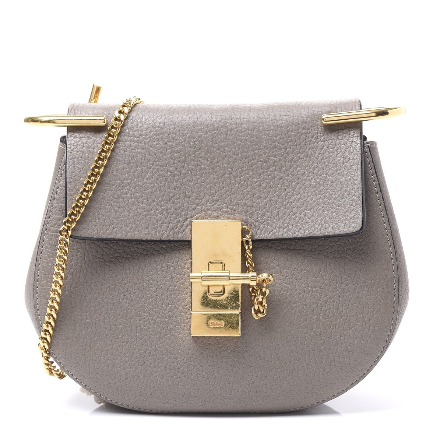 Grained Lambskin Mini Drew Shoulder Bag Motty Grey