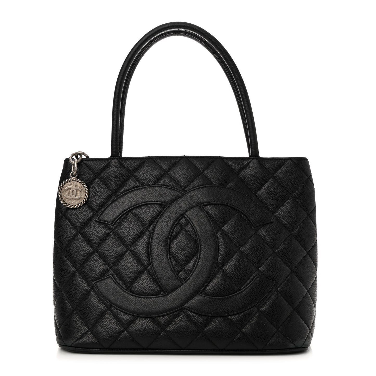 Caviar Quilted Medallion Tote Black
