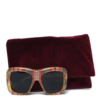 Gucci Acetate Crystal Square Frame Sunglasses GG0498S Yellow 7 of 7
