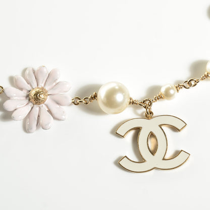 Chanel Pearl Enamel CC Camellia Necklace White Gold 4 of 4