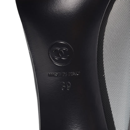 Chanel Mesh Satin Bow CC Pumps 39 Black 6 of 8