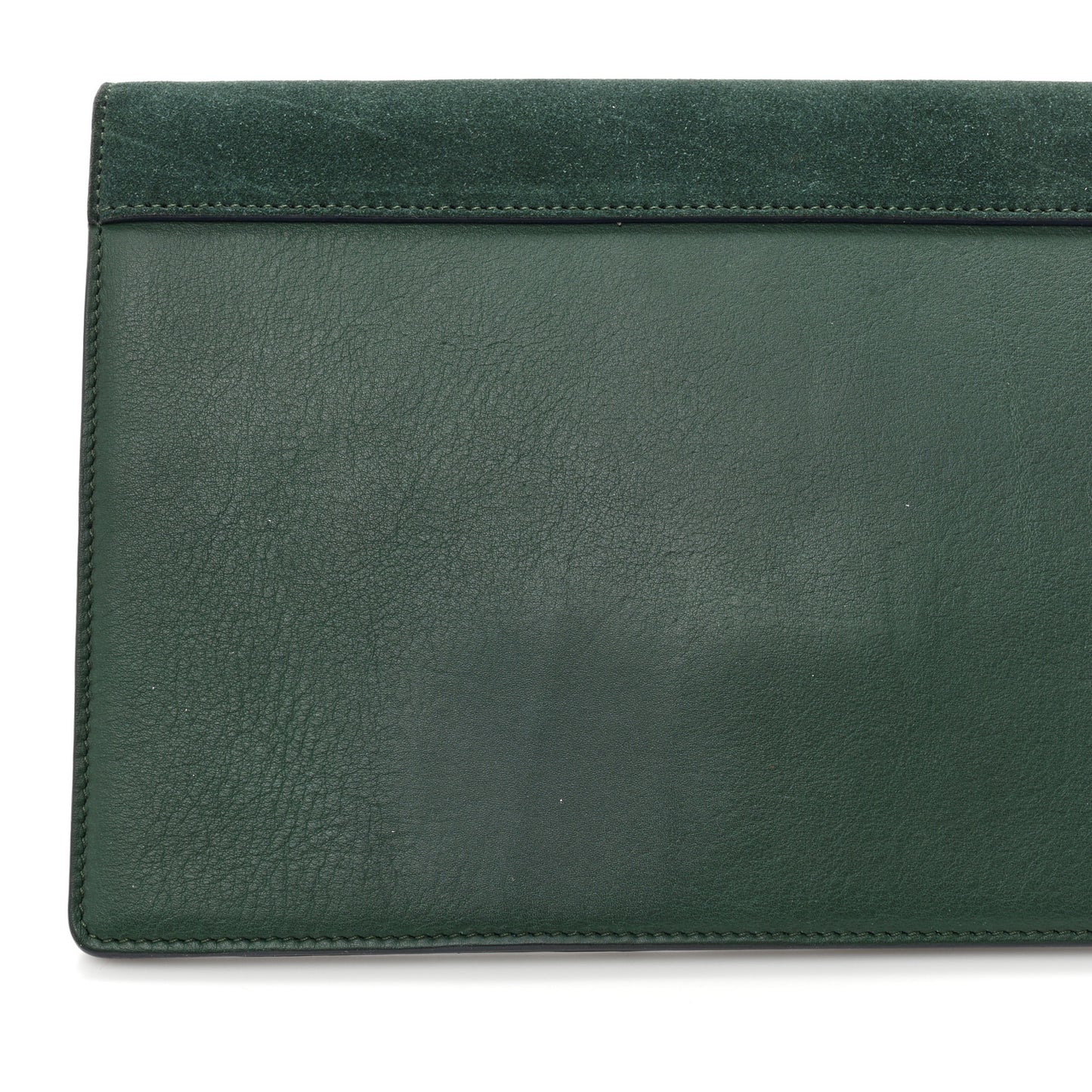 Calfskin Suede Pony Hair Tri-Color Diamond Clutch Green