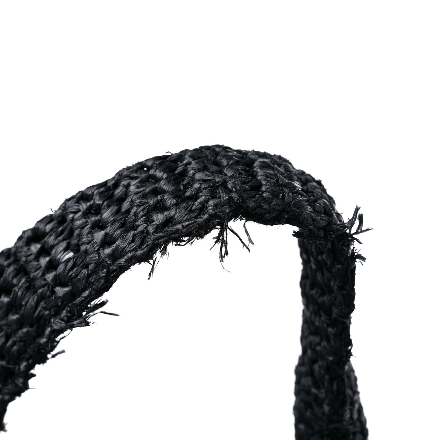 Raffia Crochet Large Tote Black