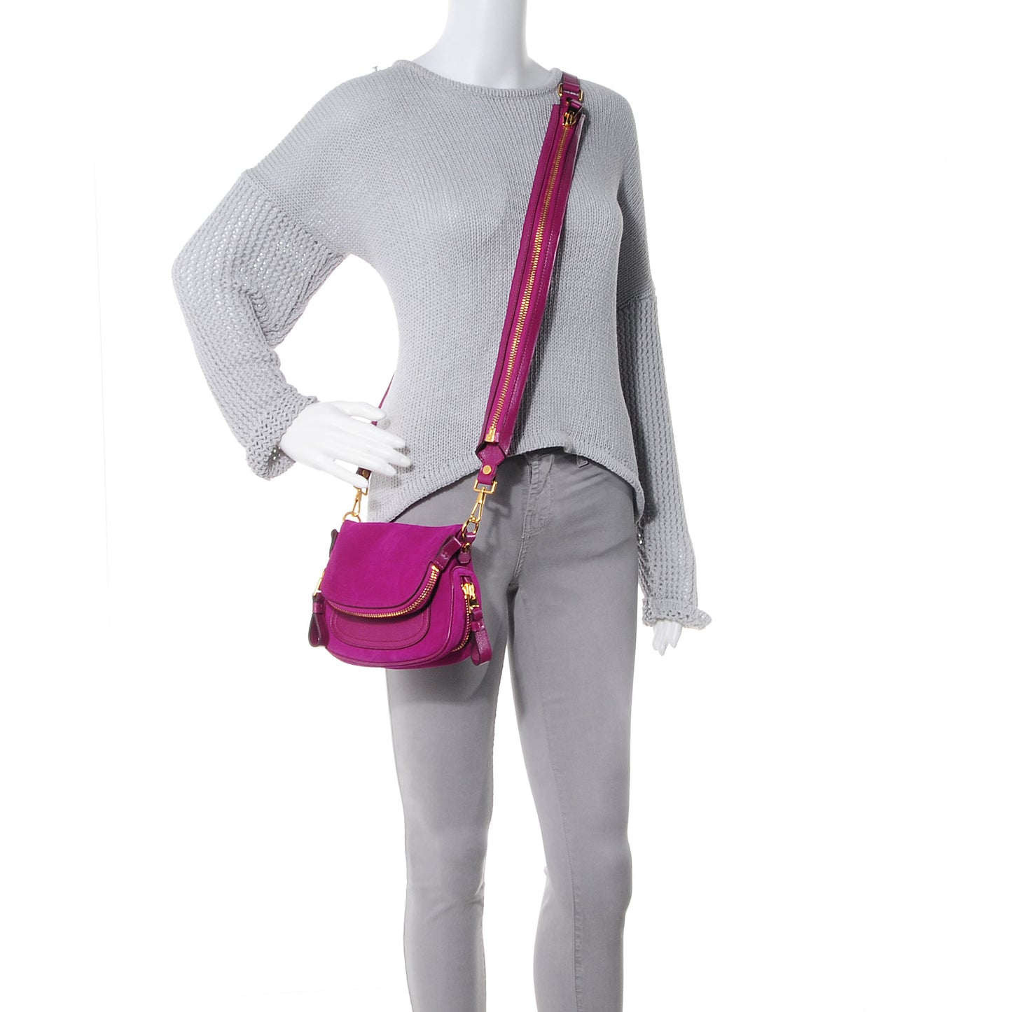 Suede Jennifer Mini Crossbody Magenta