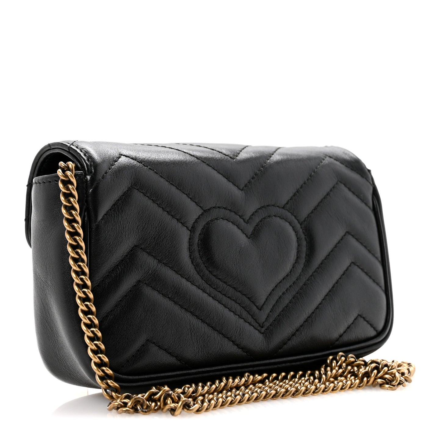 Calfskin Matelasse Super Mini GG Marmont Shoulder Bag Black