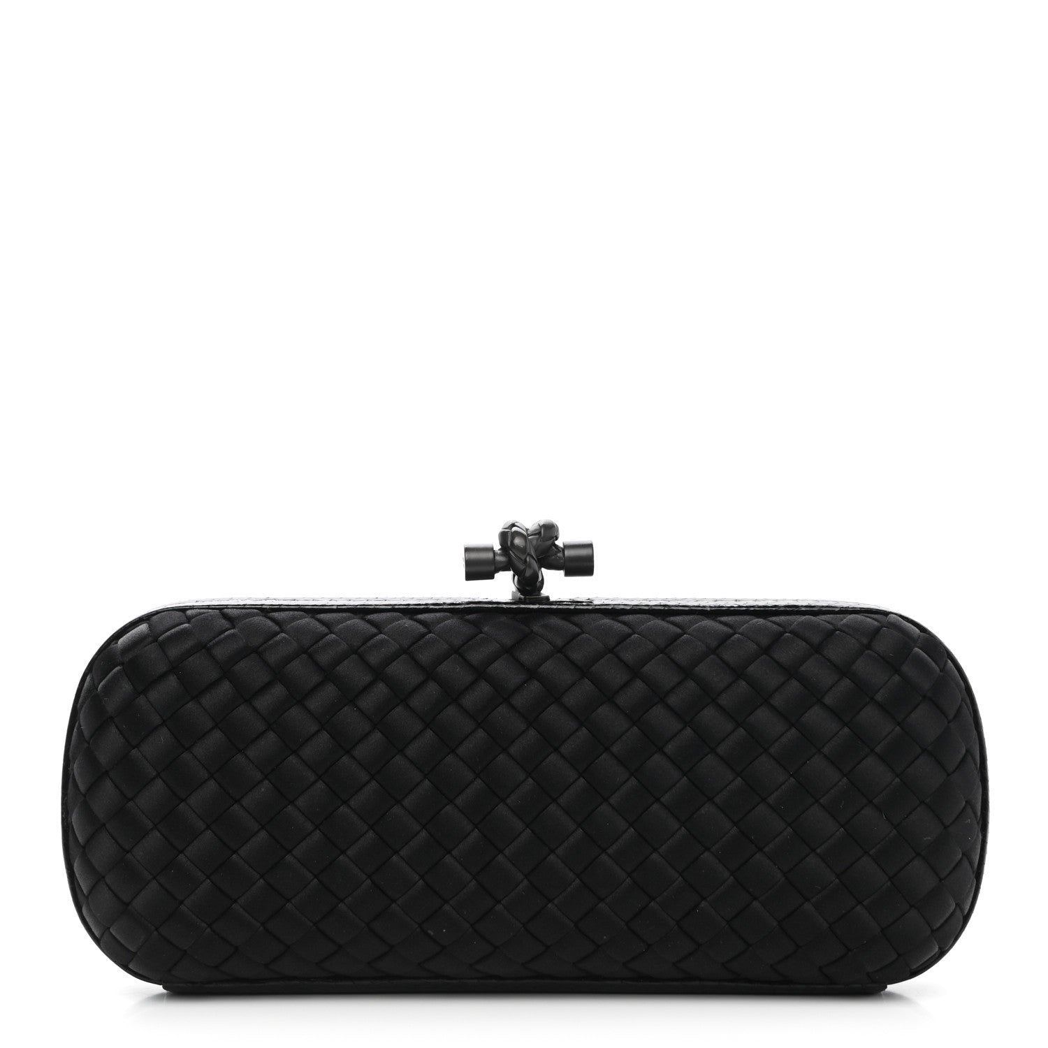 Bottega Veneta Satin Ayers Intreccio Impero Stretch Knot Clutch Black 1 of 11