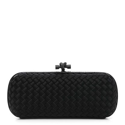 Bottega Veneta Satin Ayers Intreccio Impero Stretch Knot Clutch Black 1 of 11