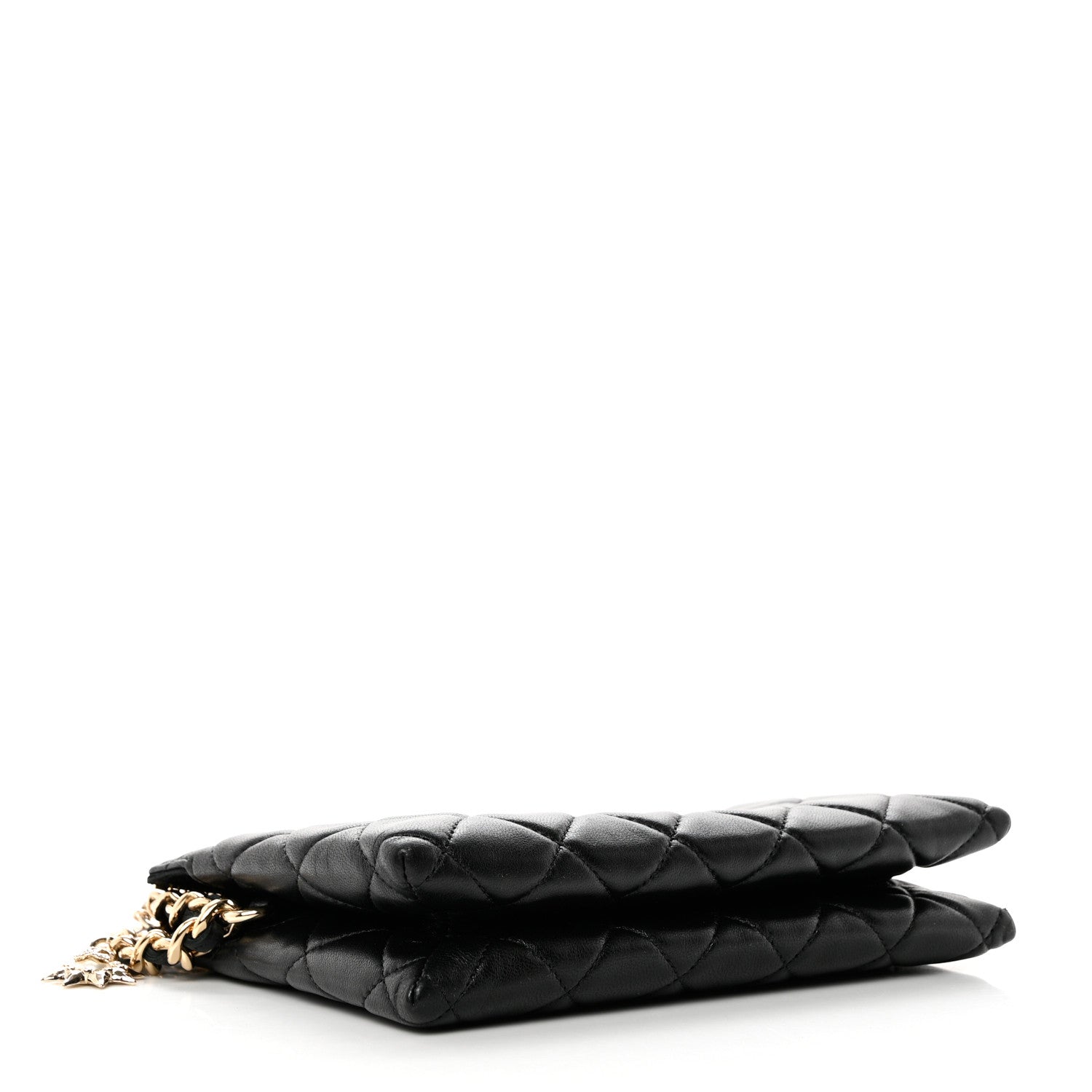 Chanel Lambskin Coco Charms Quilted Pouch Bag Black 4 of 7