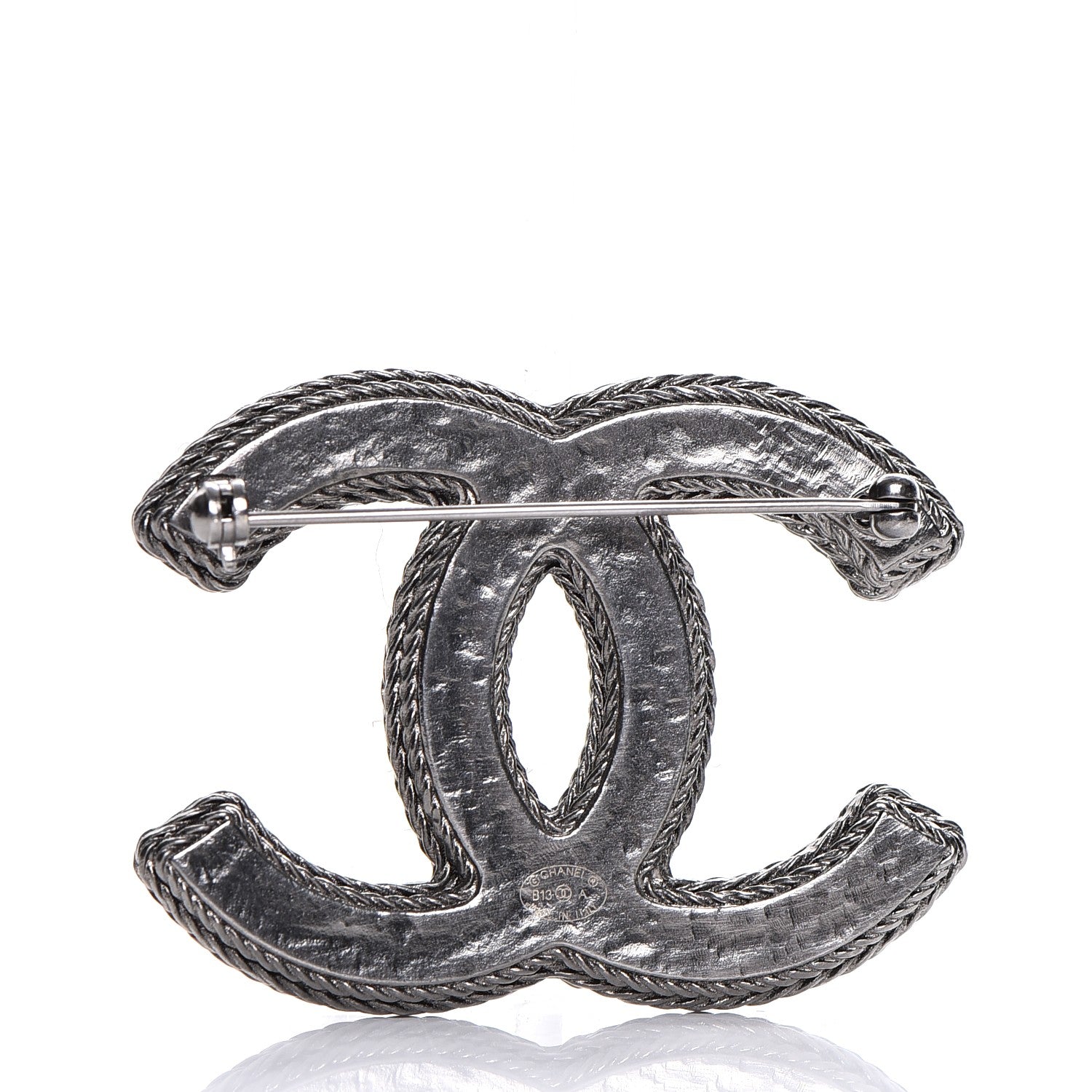 Chanel Ruthenium Tweed CC Brooch Black Multicolor 5 of 8