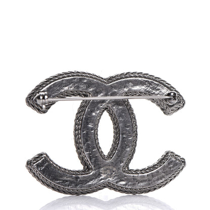 Chanel Ruthenium Tweed CC Brooch Black Multicolor 5 of 8