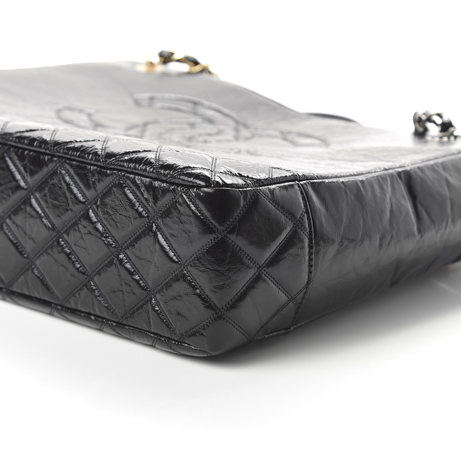 Chanel Shiny Aged Calfskin Quilted Large Shopping Bag Black 7 of 11