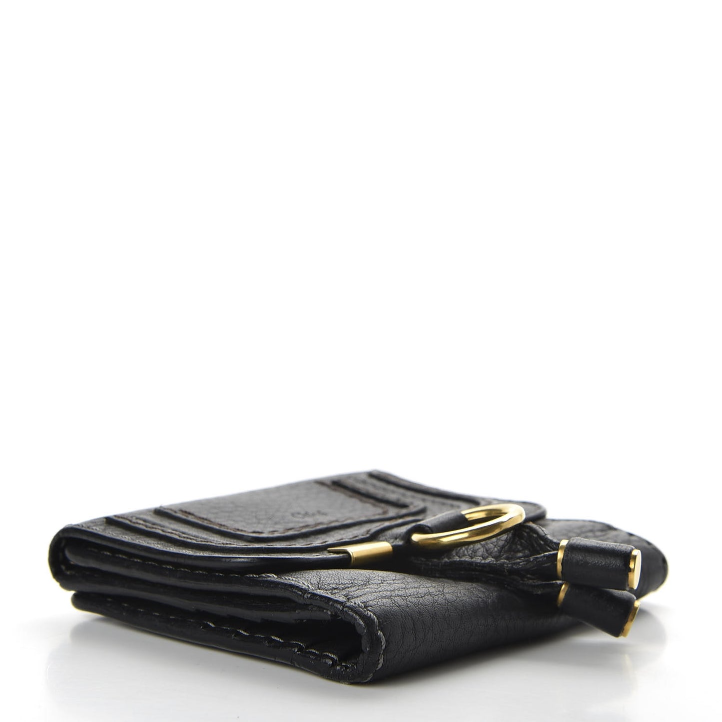 Grained Calfskin Marcie Square Wallet Black