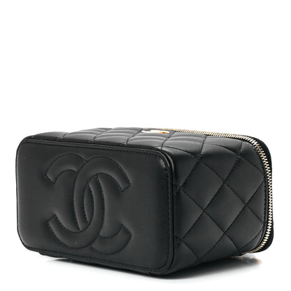Chanel Lambskin Quilted Metal Small Top Handle Vanity Case With Chain Black 9 of 12