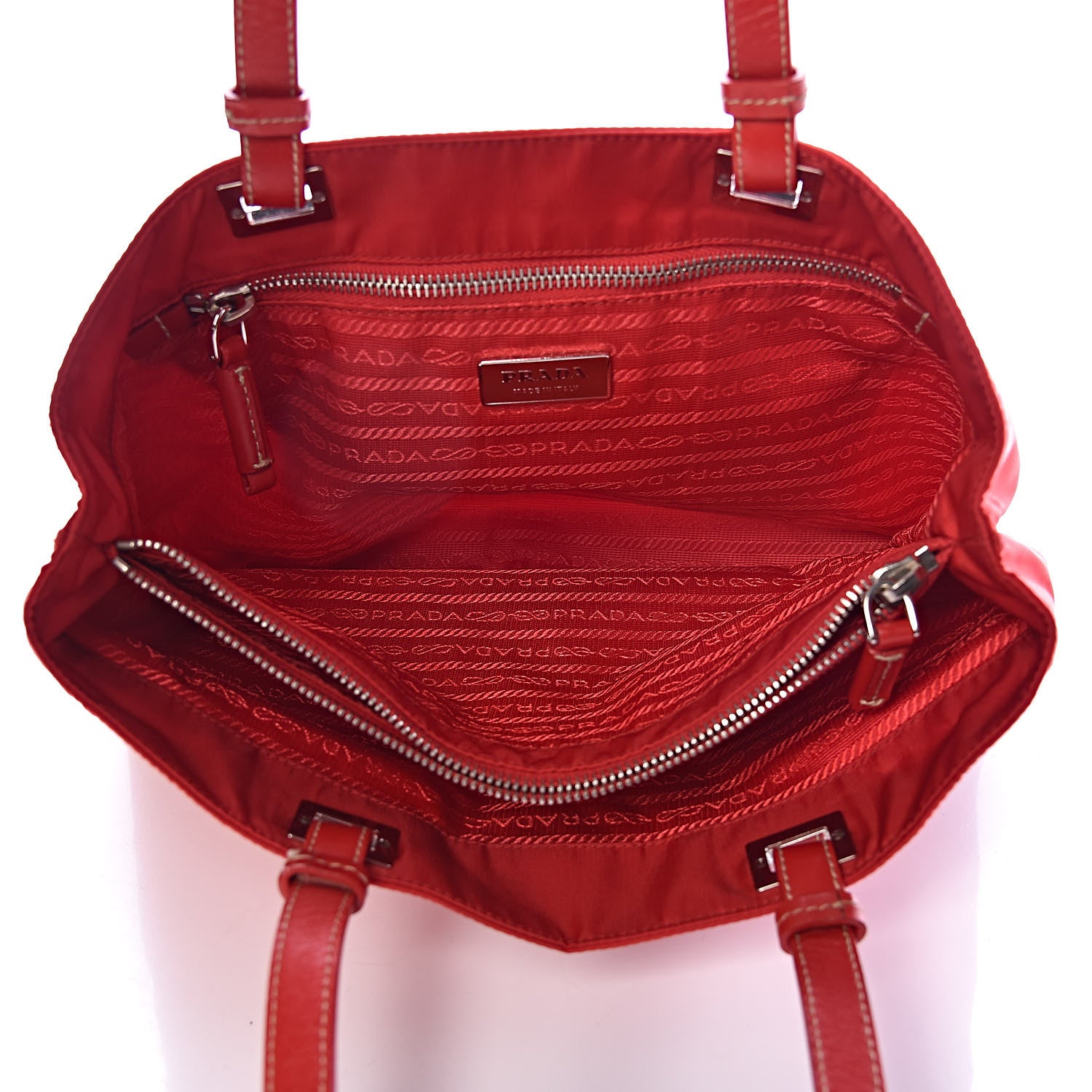 Prada Tessuto Nylon Mini Shopping Tote Rosso 7 of 13