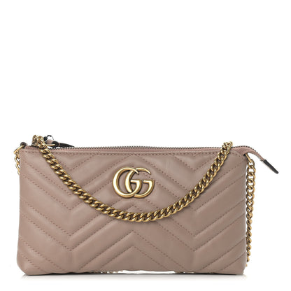 Gucci Calfskin Matelasse Mini GG Marmont Chain Bag Porcelain Rose 1 of 9