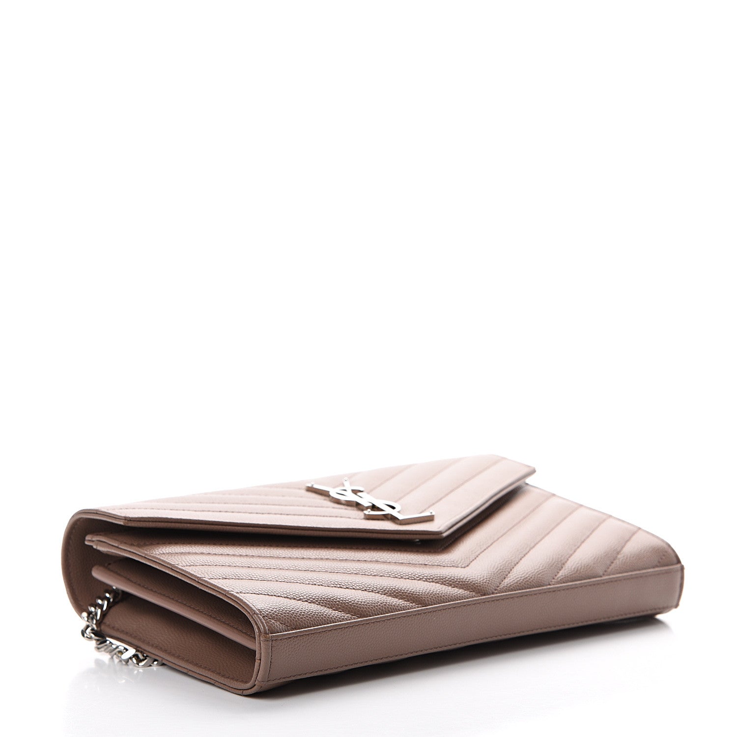 Saint Laurent Grain De Poudre Matelasse Chevron Monogram Chain Wallet Fard 3 of 16
