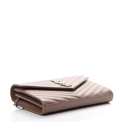 Saint Laurent Grain De Poudre Matelasse Chevron Monogram Chain Wallet Fard 3 of 16