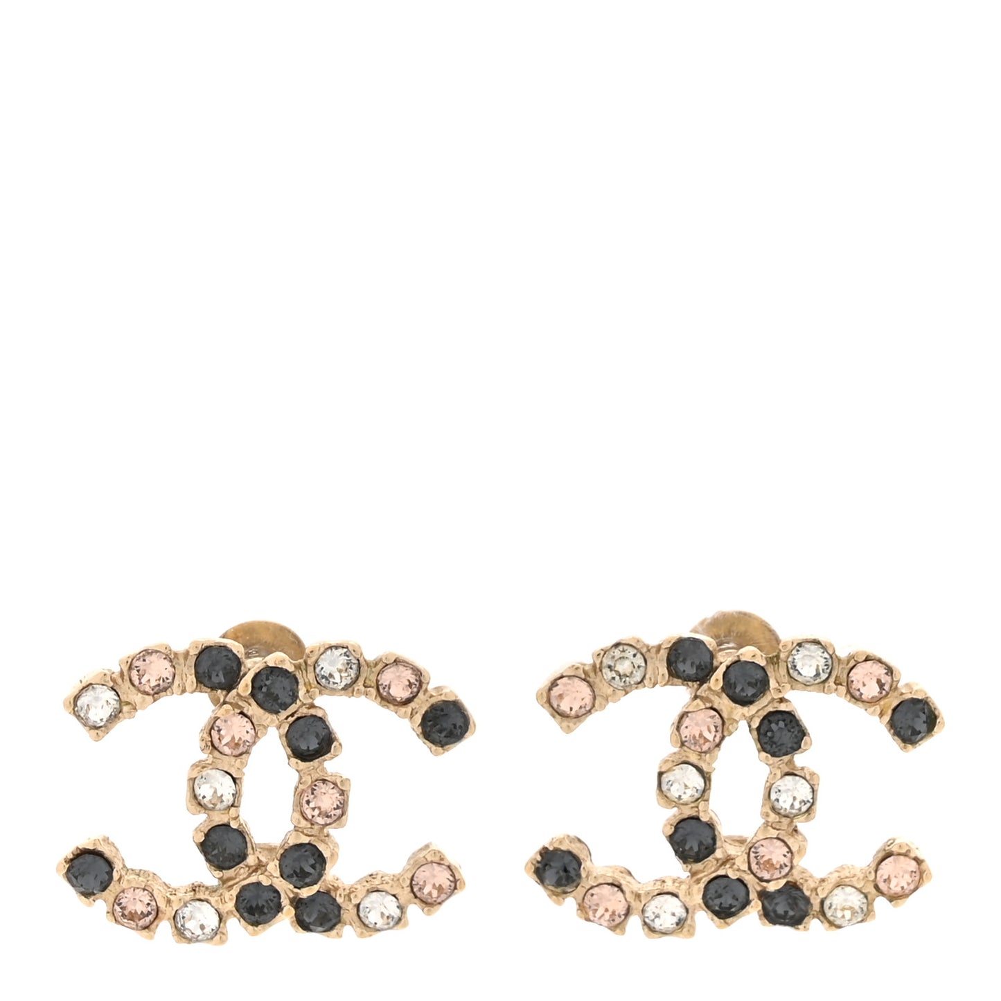 Crystal CC Earrings Blue Pink Gold