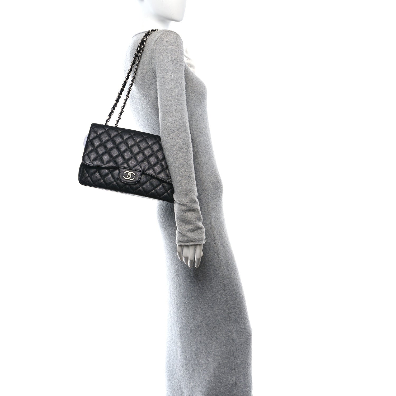 Chanel Caviar Quilted Jumbo Single Flap Black 2 of 10