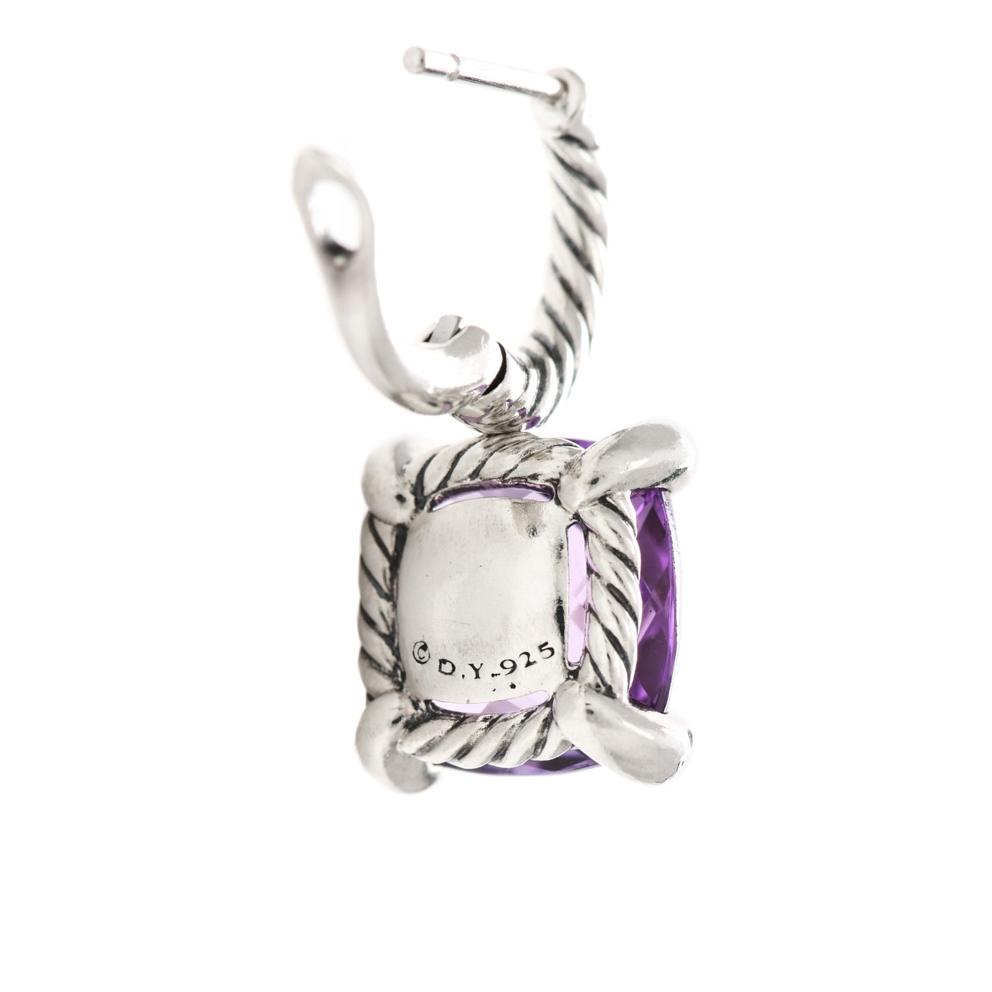 Sterling Silver Diamond Amethyst Chatelaine Drop Earrings