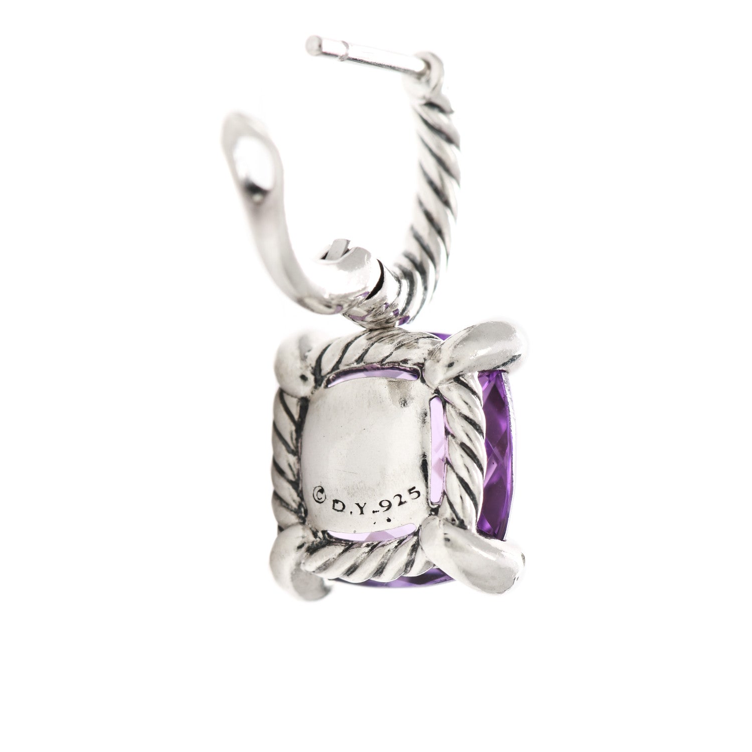 David Yurman Sterling Silver Diamond Amethyst Chatelaine Drop Earrings 5 of 5