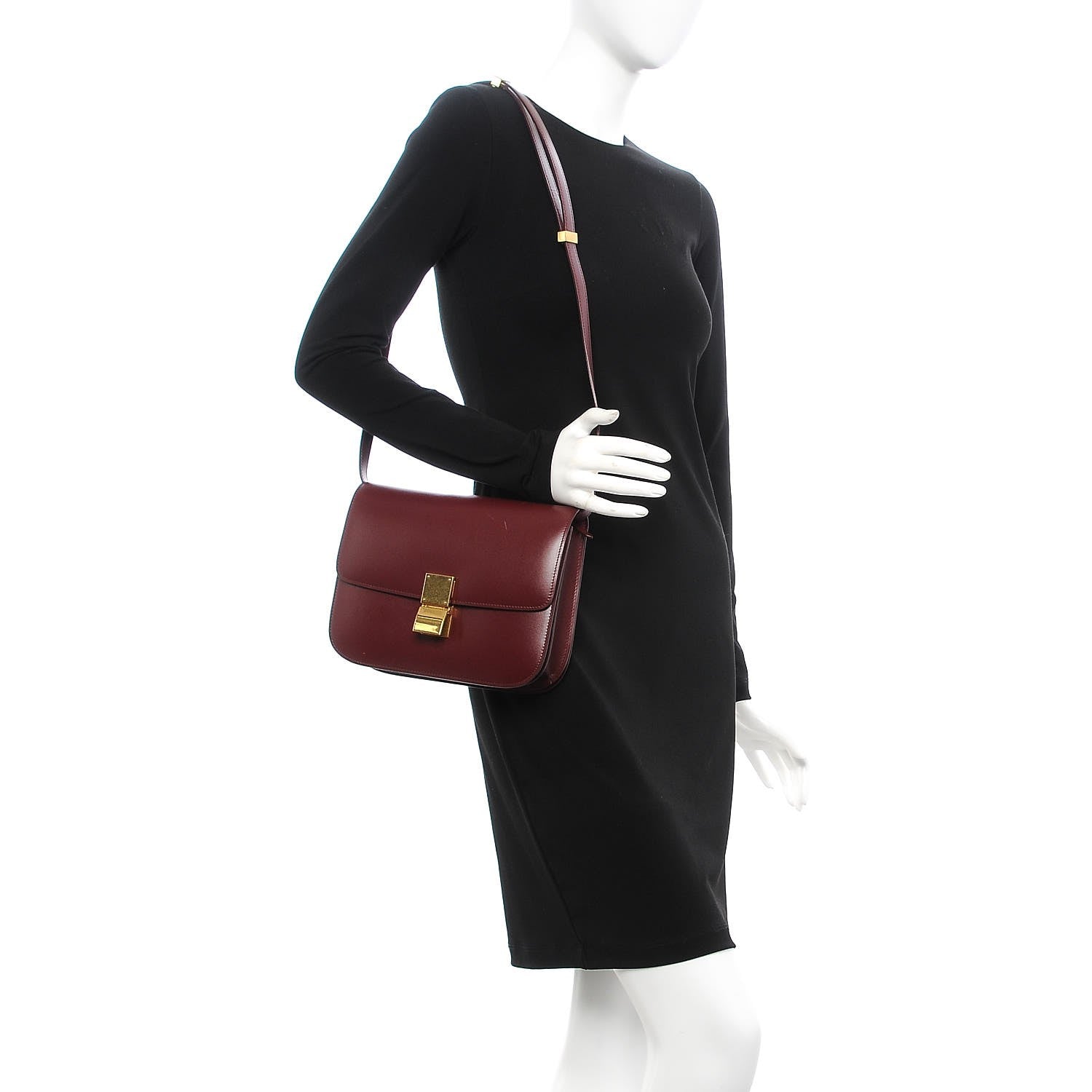 Celine Box Calfskin Medium Classic Box Flap Bag Burgundy 2 of 12