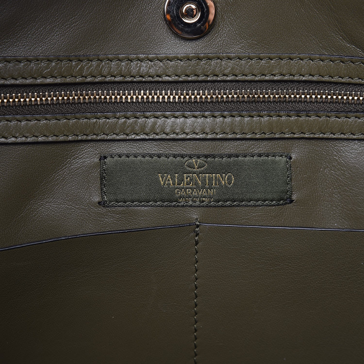 Valentino Garavani Nappa Canvas Camo Medium Rockstud Soft Tote Green 6 of 14