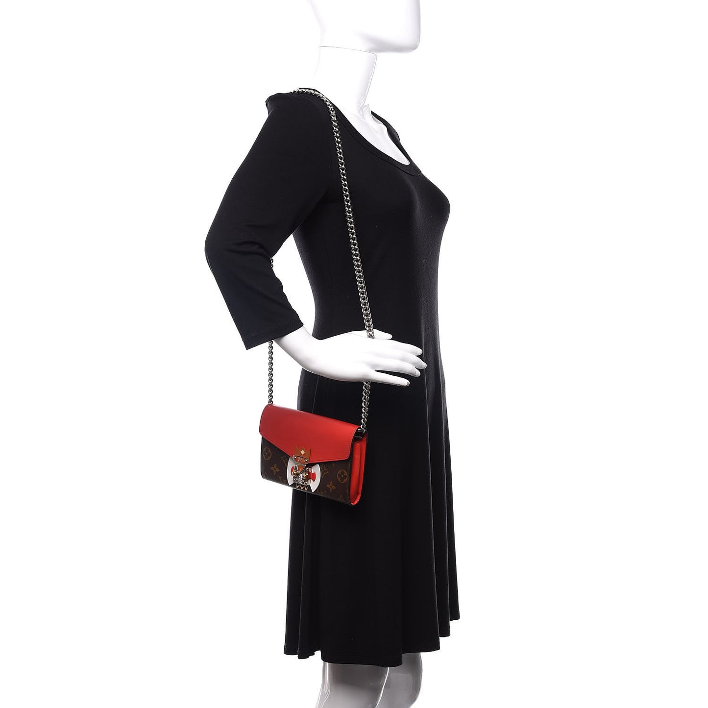 Monogram Tribal Mask Chain Wallet Rouge